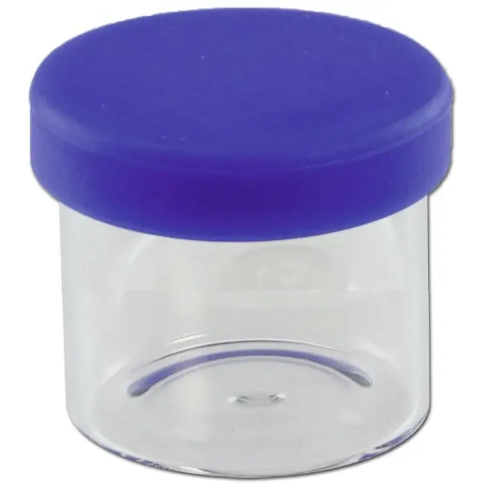 BARATTOLO DI VETRO CON COPERCHIO IN SILICONE BLU 8ml 