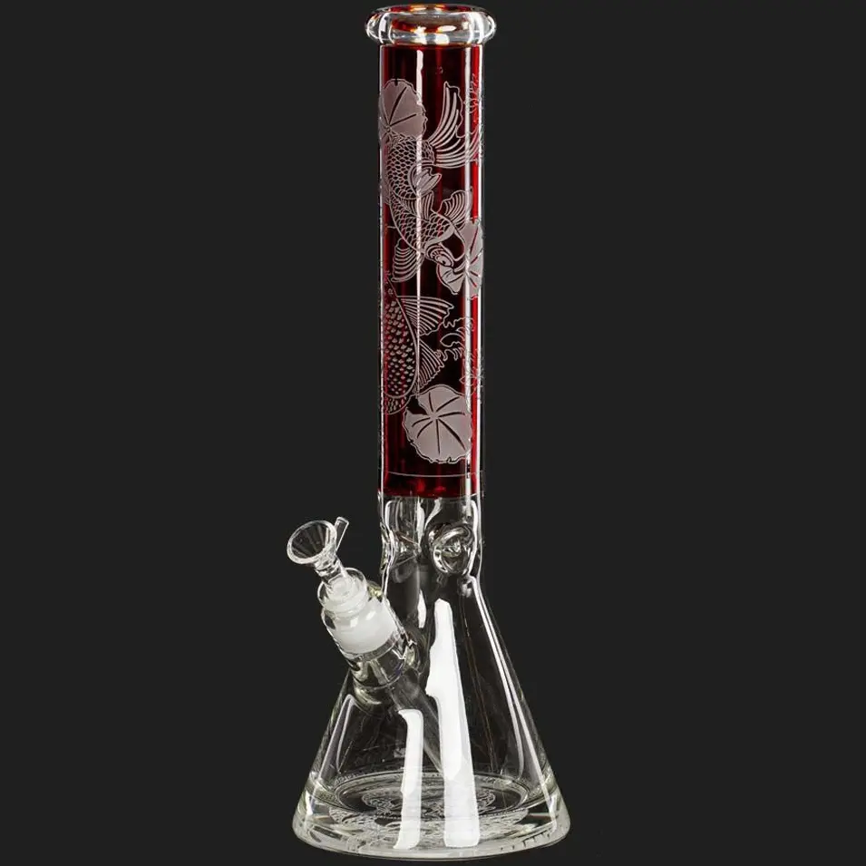 BONG BEAKER DEEP OCEAN RED h 40cm LIMITED EDITION AMSTERDAM 