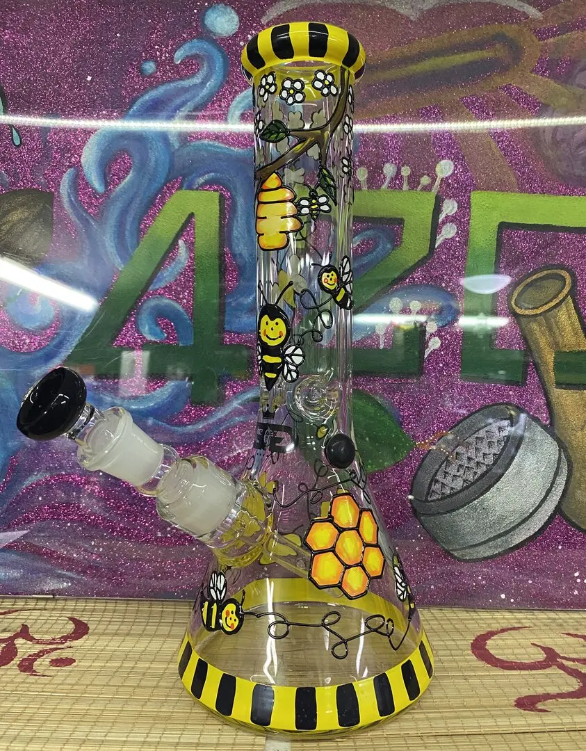 BONG BEAKER HONEYCOMB SERIES H:32cm Ø:50mm SG:18.8mm Spessore:7mm GRACE GLASS