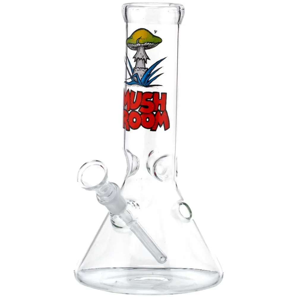 BONG BEAKER IN VETRO H:23cm Ø:45mm Attacco:14.5mm MUSHROOM