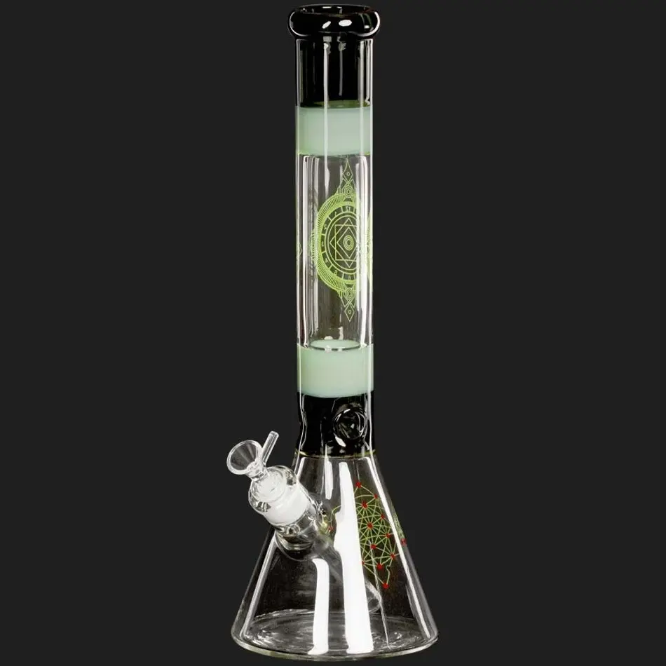 BONG BEAKER MIXED GEOMETRIC DESIGNS GOLD H:41cm Ø:50mm SG:18,8mm LIMITED EDITION AMSTERDAM