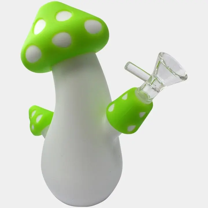 BONG IN SILICONE MUSHROOM GREEN 18cm