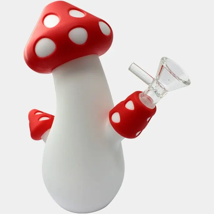 BONG IN SILICONE MUSHROOM RED 18cm