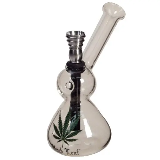 BONG IN VETRO CON CHILLUM IN METALLO 16cm