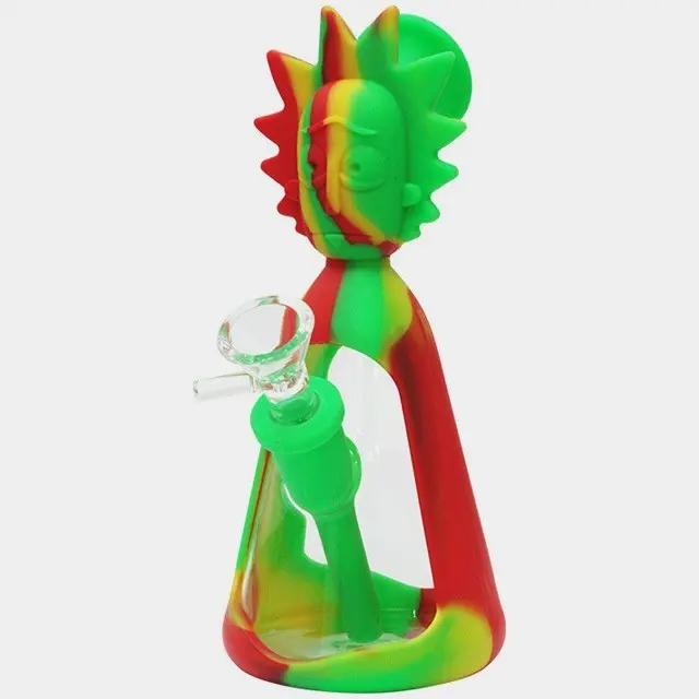 BONG IN VETRO E SILICONE R H 19cm Rasta