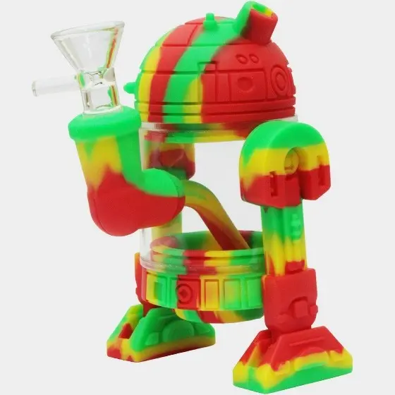 BONG IN VETRO E SILICONE R2 H 14cm Rasta