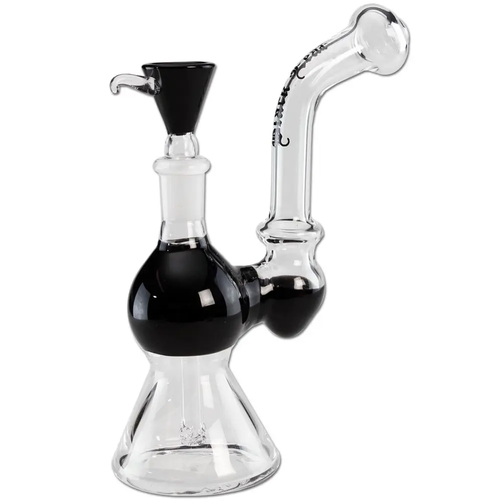 BONG IN VETRO HOLE DIFFUSER CLEAR/BLACK BLACK LEAF 