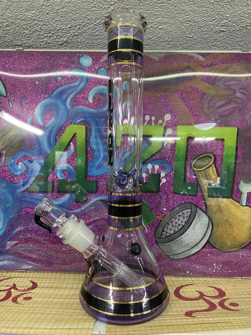 BONG STRIPED SERIES VIOLA H:42cm Ø:50mm SG:29mm GRACE GLASS