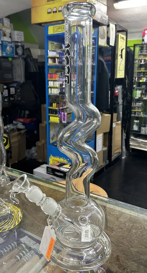 BONG ZIG ZAG IN VETRO H:51cm Ø:50mm SG:18,8mm WT:5 mm BOOS