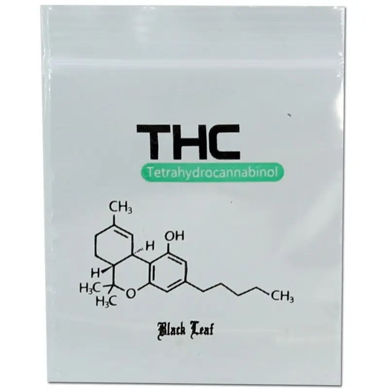 BUSTA CON ZIP DA 50µ THC BLACK LEAF Confezione 100 Pz