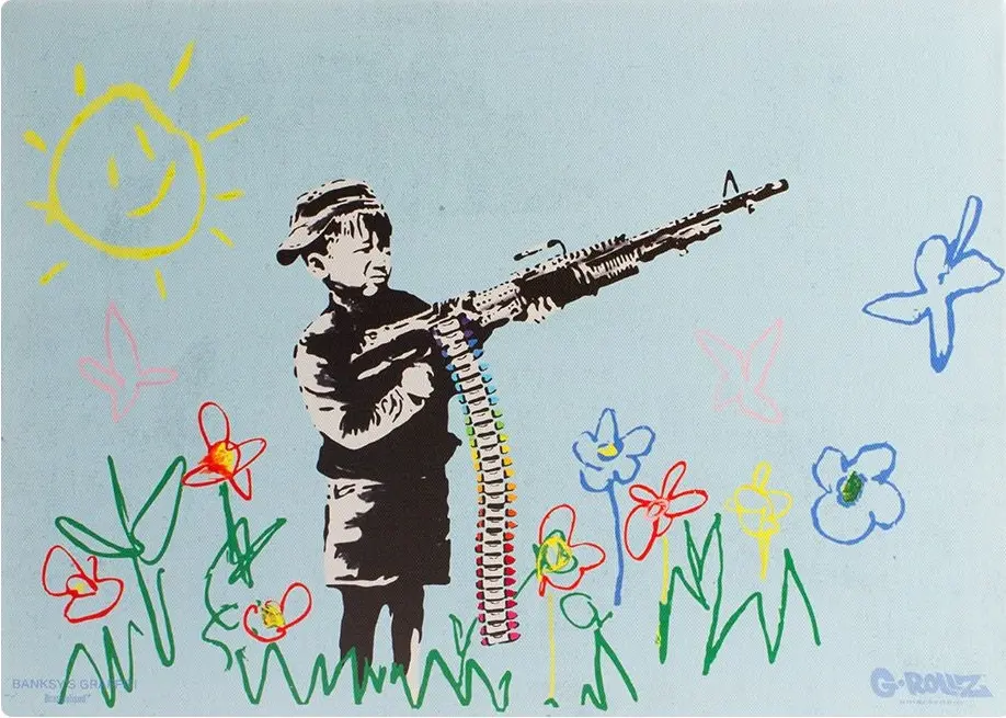 TELA CHILD SOLDIER BANKSY'S GRAFFITI G-ROLLZ