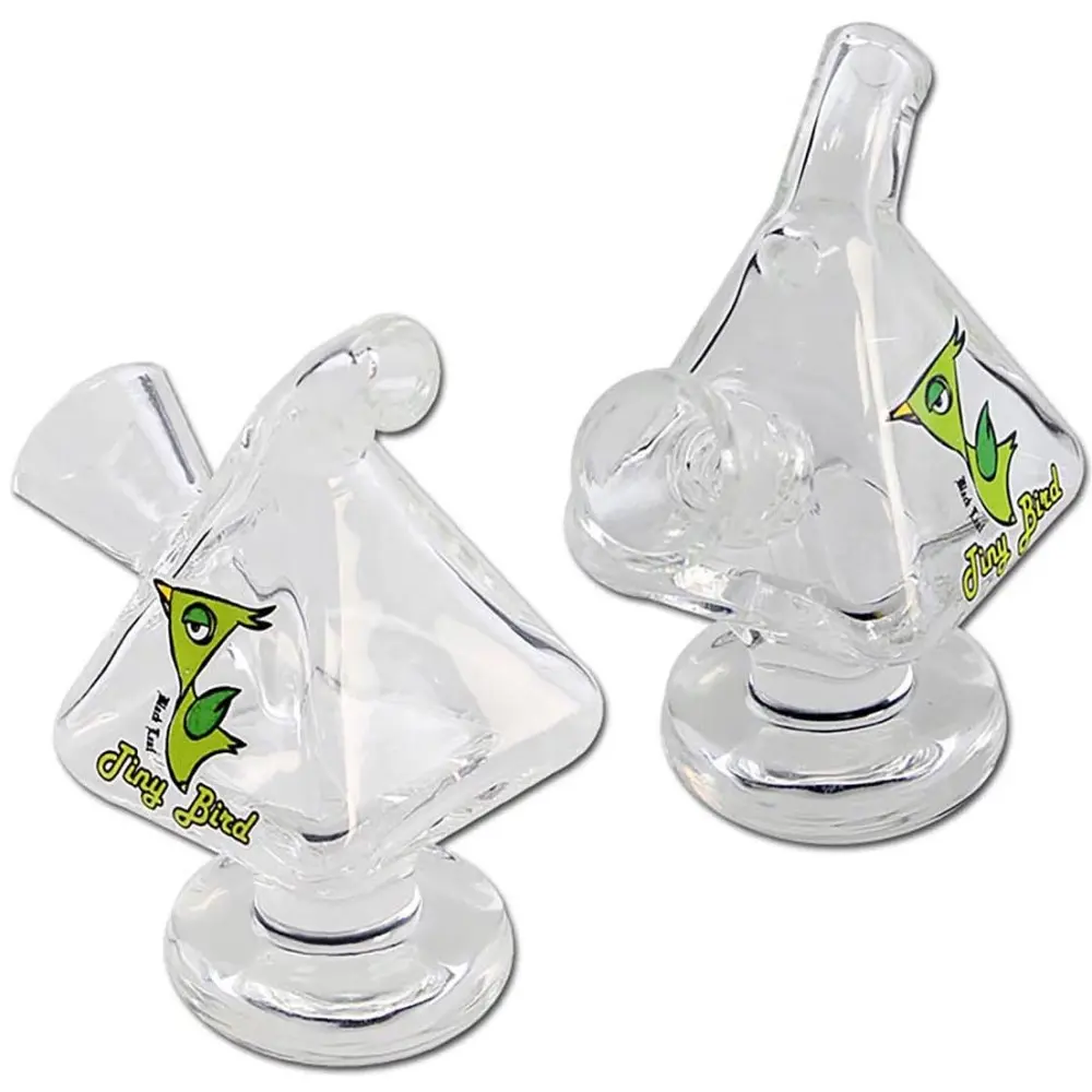 MINI BONG BUBBLER PYRAMID ONE-HIT TINY BIRD DI BLACK LEAF H 63mm Ø 44/34/8mm