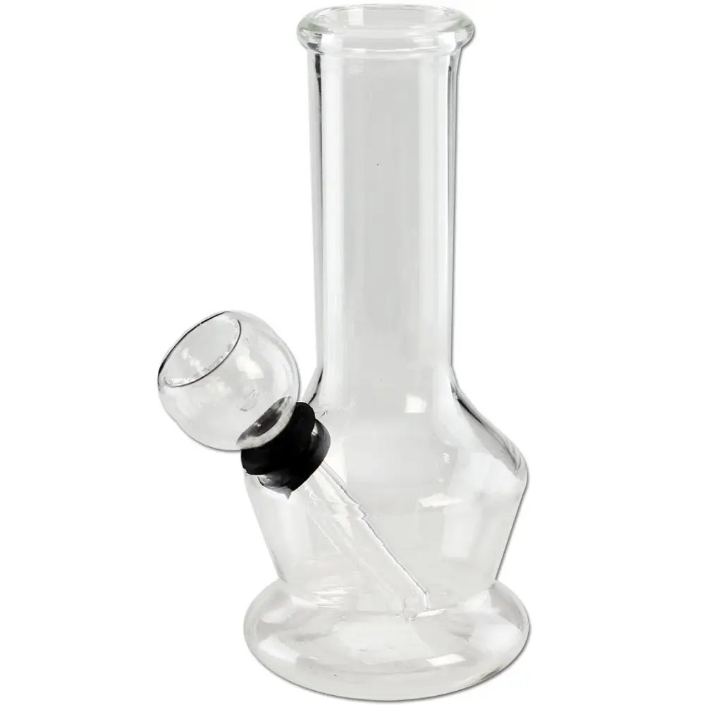 MINI BONG IN VETRO TRASPARENTE H 13,0 cm BLACK LEAF