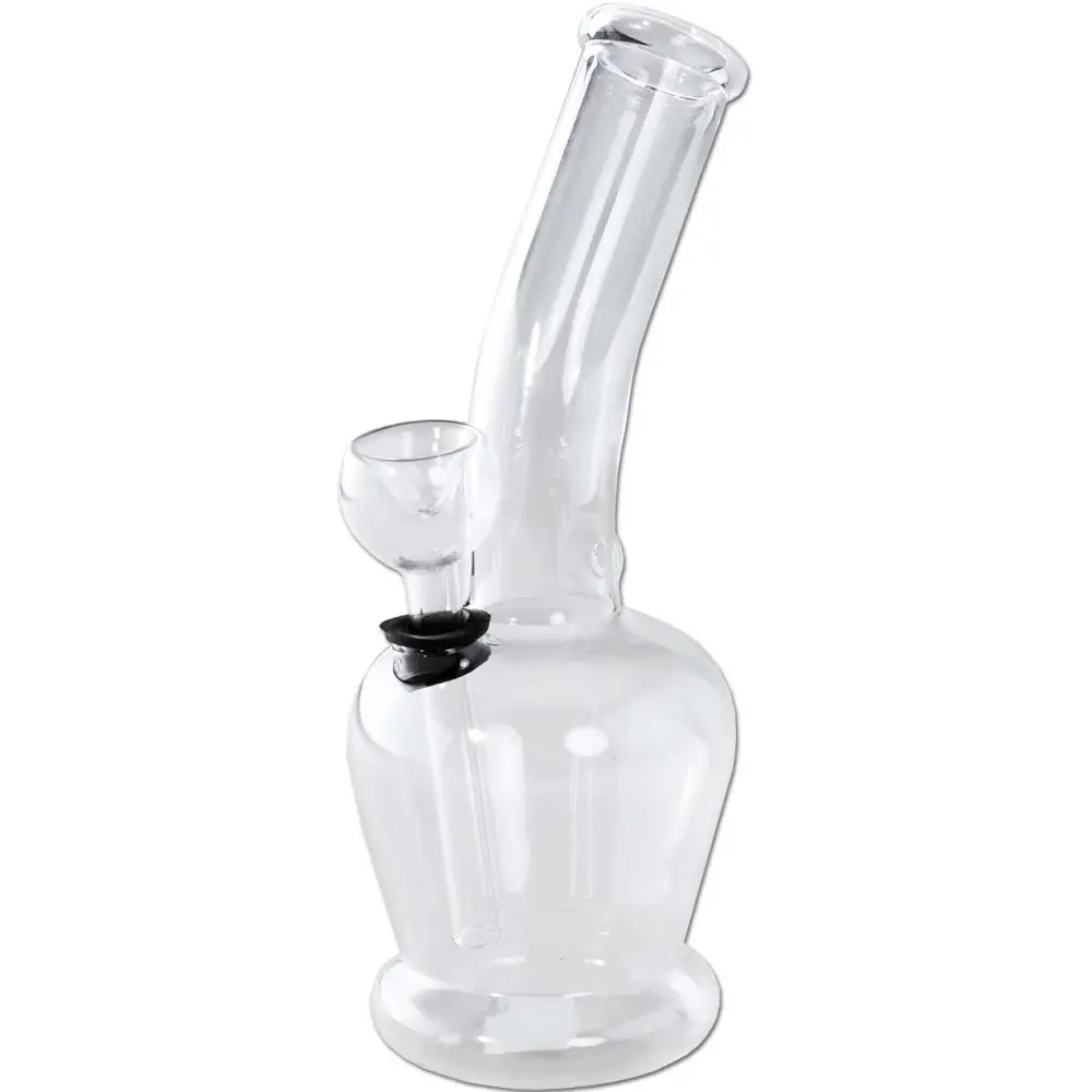 MINI BONG IN VETRO TRASPARENTE H 17 cm BLACK LEAF