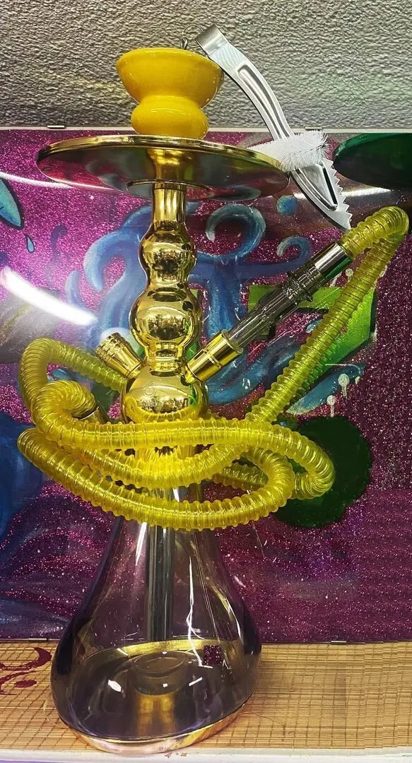 NARGHILÈ SHISHA CELESTE X3 VEGAS GOLD 36 cm