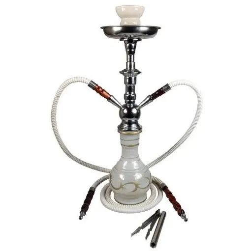 NARGHILÈ SAHBI SHISHA BIANCO 47 cm 2 TUBI