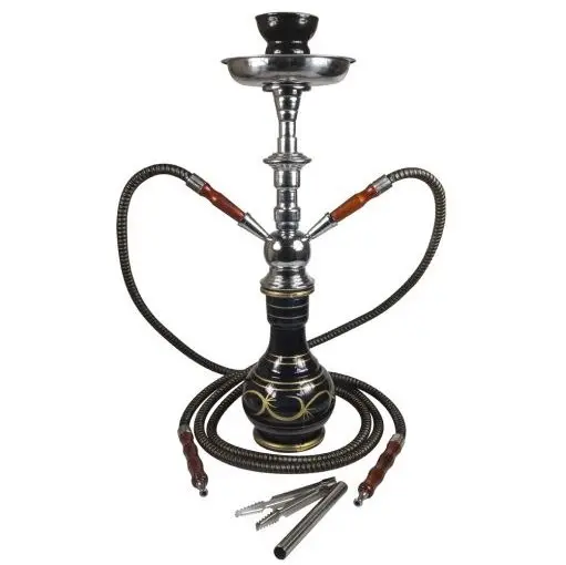 NARGHILÈ SAHBI SHISHA NERO 47 cm 2 TUBI