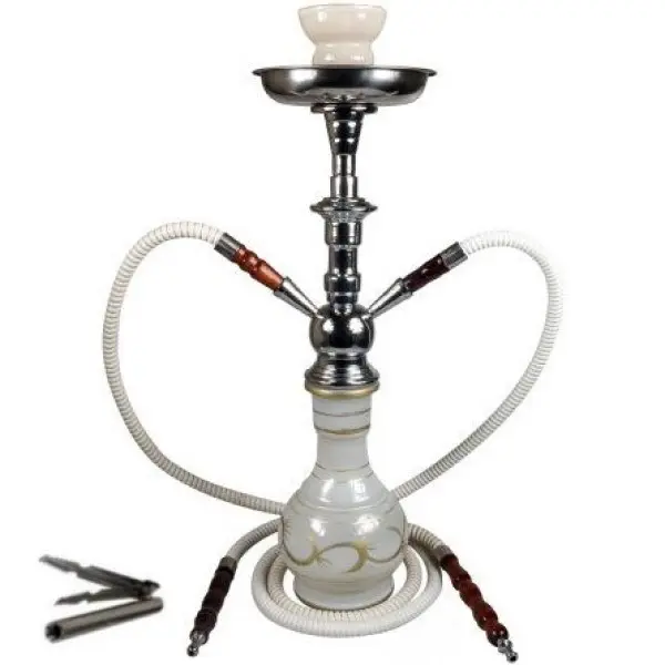 NARGHILÈ WHITE DUE TUBI 47 cm SAHBI SHISHA