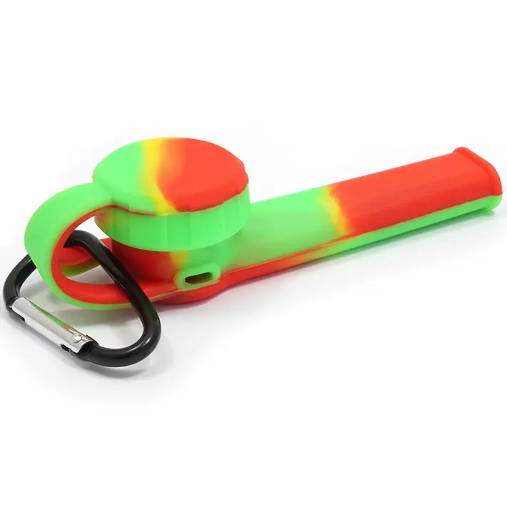 PIPA IN SILICONE RAINBOW CON COPERCHIO E MOSCHETTONE 