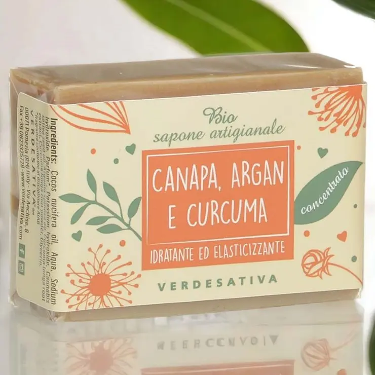 SAPONE CANAPA ARGAN E CURCUMA 100g VERDESATIVA