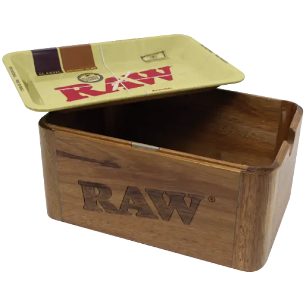 SCATOLA CACHE BOX MINI IN LEGNO CON COPERCHIO IN METALLO RAW