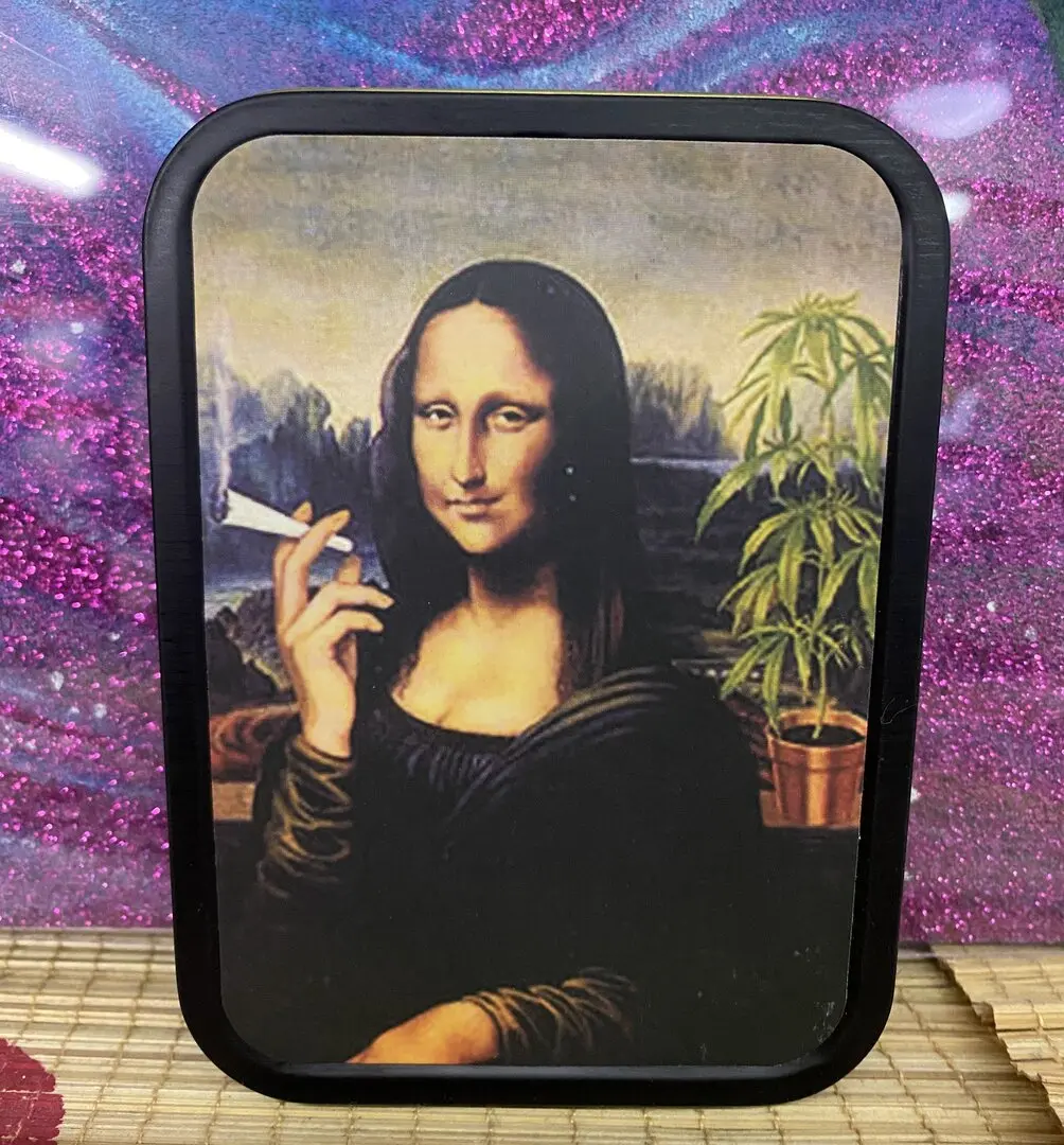 SCATOLA MONA LISA PORTA TABACCO IN LATTA